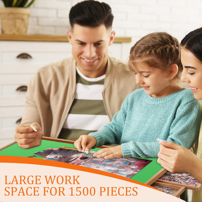 Puzzle Board Table 1500 Piece Puzzle for Adults with Storage Shelf Portable Puzzle Tables Tilting Foldable Jigsaw Puzzle Table - WoodArtSupply