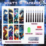 Dragon Diamond Art Bookmarks - 8 Pcs Legend Animal Dragon Diamond Painting Bookmarks with Tassels, DIY Gem Art Crafts for Adults Sitsink