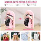 Whubefy Auto Hat Press Heat Machine for Caps, Hat Heat Transfer 3-in-1 Cap Heat Press with 3 Pcs Plates (70/80/90mm), Pink Touchscreen Hat Press Machine with 5 DTF, 1 Hat, for All Hat Shapes Whubefy