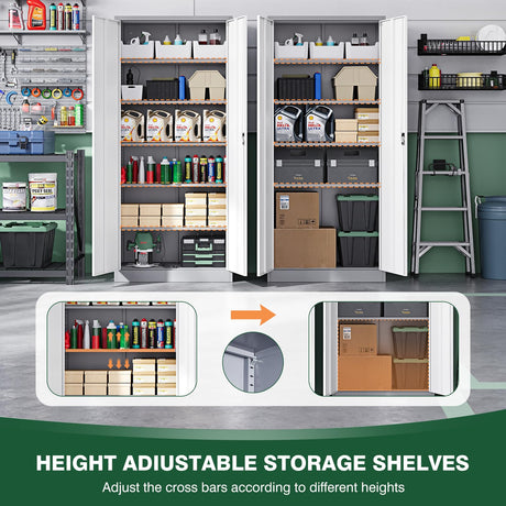 Letaya Metal Garage Storage Cabinets with Lock Door and Adjustable Shelves, Steel Tool Cabinets for Home,Office,Warehouse Organisieren (Gery White, 72" H) Letaya