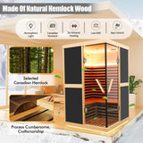 2 Person Infrared Sauna,Far Infrared Home Sauna Room,1980W Light Therapy Lamp Dry Sauna for Home,Canadian Hemlock Indoor Corner Sauna Spa with Bluetooth Speaker,for Unwell Men,Women,Elderly InfraHHZQ