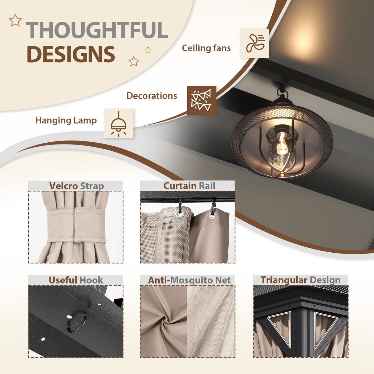 Flamaker Hardtop Gazebo Aluminum Frame Outdoor Gazebo with Privacy Curtains and Gauze Mesh Sunshade Pavilion Double Roof Canopy for Patio, Lawn, Deck, Poolside (Polyurethane Roof, 10' x 13') Flamaker