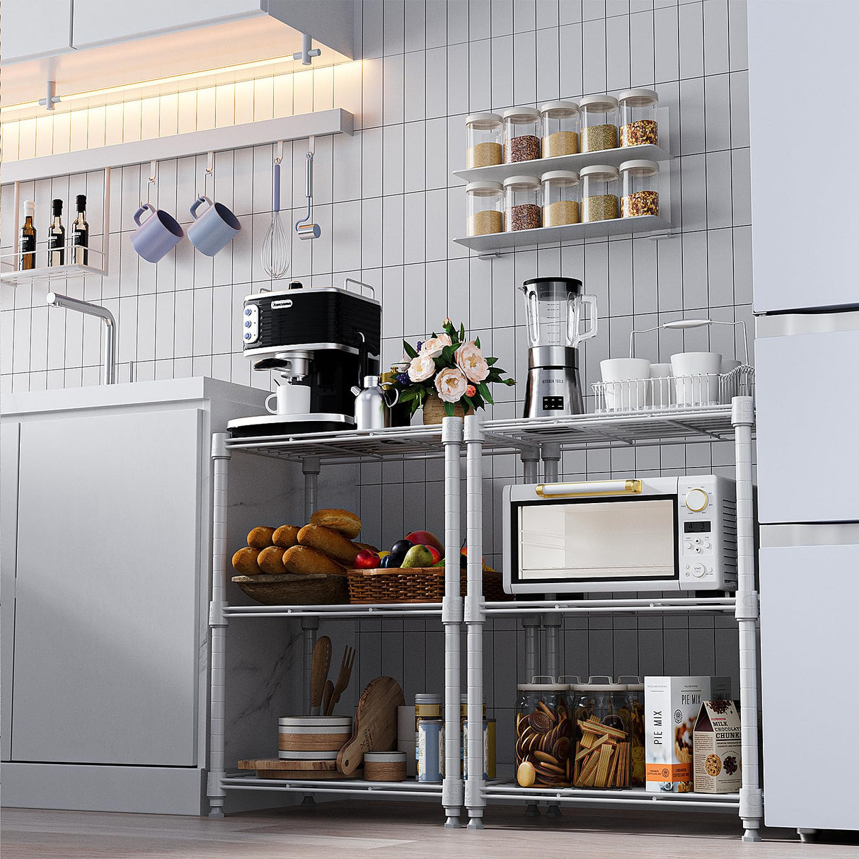 M MZG 450 lbs Wire Storage Shelving 3-Tier Utility Shelving Unit Steel Organizer Wire Rack for Home,Kitchen,Office,White (11.8" D x 17.7" W x 26.3" H) M MZG