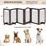 Yaheetech 32-inch Tall Dog Gate with Door Extra Wide Pet Gate for Dogs, Foldable Wire & Wooden Puppy Safety Fence w/3 Support Feet,Freestanding Dog Gate for the House,Doorway,Stairs(Espresso,6 Panels) Yaheetech