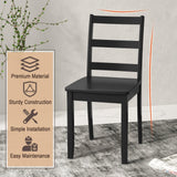 Giantex Wood Dining Chairs Set of 4 Black- Wooden Armless Kitchen Chairs with Solid Rubber Wood Legs, Non-Slip Foot Pads, Max Load 400 Lbs, Farmhouse Style High Ladder Back Wooden Dining Room Chairs Giantex