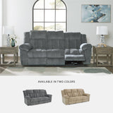 Signature Design by Ashley Tip-Off Modern Wall Hugger Power Reclining Sofa with Adjustable Headrest and USB Ports, Gray Signature Design by Ashley