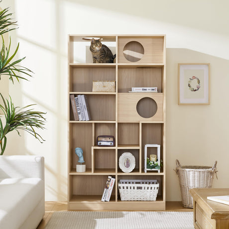 Furniture Style Cat Bookcase cat Tree Shelves WoodArtSupply
