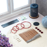 Ruidi Premium Beechwood & Steel Interchangeable Knitting Needles Set - 10 Sizes (3.5-10.0mm) with 4 Cables & Navy Blue Leather Case | Double-Lock Ergonomic Design RUIDI