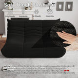 Bean Bag Chairs for Adults, Memory Foam Couch Loveseat Sofa Chair, Soft Teddy Material Cozy Comfy Reading Nook Chairs, Floor Chair for Living Room Bedroom Office(Black) WHGBJA