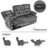 MCombo Zero Gravity Power Recliner Sofa with Drop Down Table, Heat and Vibration Massage, 3 Seater Dual Reclining Couch with USB Ports, Cup Holders for Living Room, Fabric RS6236 (Grey) MCombo