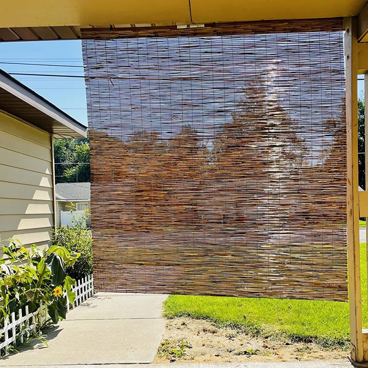 DISPRA Outdoor Light-Filtering Bamboo Roller Blind, Blackout Bamboo Blinds for Interior Windows 84"" 72"" 34"" 23"" 35"" 43"" 56"" 68"" Cordless Patio Roll up Shades for Porch Privacy Screen DISPRA