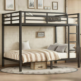 Bellemave Full Over Full Bunk Beds for Adults with Ladder & Full-Length Guardrails, Metal Heavy Duty Full Size Bunk Bed Frame with Sturdy Slats, Noise Free, No Box Spring Needed, Black Bellemave