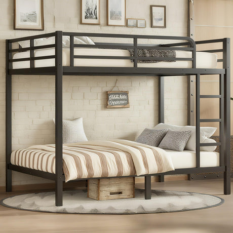 Bellemave Full Over Full Bunk Beds for Adults with Ladder & Full-Length Guardrails, Metal Heavy Duty Full Size Bunk Bed Frame with Sturdy Slats, Noise Free, No Box Spring Needed, Black Bellemave