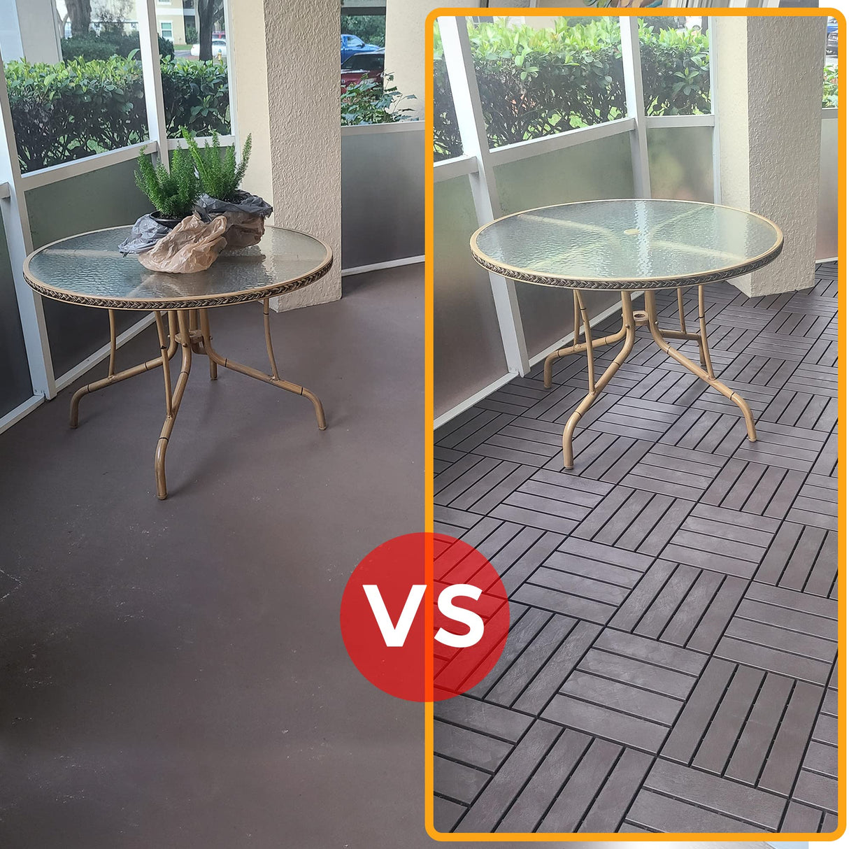 ASTEROUTDOOR Interlocking Deck Tiles Plastic Waterproof Outdoor Flooring 12" x 12" for Patio Garden Deck Poolside Indoor Outdoor, 27 pcs, Gray AsterOutdoor