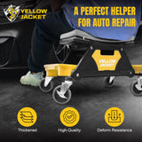 YELLOW JACKET Mechanic Stool with Wheels Rolling Stool Chair 300 lbs Capacity,Garage Mechanics Seat with Two Tool Tray and A Drawer Workshop Creeper Seat for Auto Repair Work YELLOW JACKET