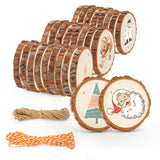 Unfinished Natural Wood Slices Small Wood Rounds with Bark 2.4-2.8” Wood Ornaments Round Wooden Slices for Crafts Small Blank Wood Circles with Holes Wooden Chips Round Wood Chips Wood Cookie 27PCS dukclyn