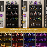 BONITURE Display Cabinet with Acrylic Glass Doors,4-Tiers Curio Cabinet with LED Lighting for Collectibles, Collectibles Toy Organizers Rack & Display Shelf Display Case Storage Cabinet, Black BONITURE