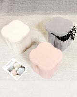 B FSOBEIIALEO Storage Ottoman Cube, Flowers Shaped Ottomans with Storage Foot Stool Footrest for Lving Room, Boucle Ottoman Seat for Dorm Room,Faux Teddy Fur, Cream White 12.6"x12.6"x12.6" B FSOBEIIALEO