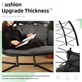Double Egg Chair wth Stand Hammock Swing Chair Foldable Hanging Loveseat, UV Resistant Removable Cushions, 700LBS Capacity for Bedroom, Balcony, Garden(BK-GR) DoubleTT