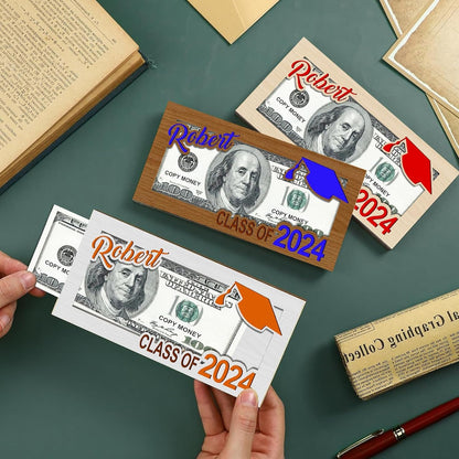 Personalized Graduation Money Holder - Graduation Gift Money Holder, Money Holder for Cash Gift Graduation - Wooden Money Holder, Unique Class of 2024 Graduation Gifts (A) - WoodArtSupply