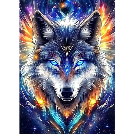 MXJSUA DIY Wolf Diamond Painting Kits for Adults, Animal Diamond Gem Art Painting for Beginners, Diamond Picture with Full Round Drill Dots Craft Set Gift, 12 * 16 Inch MXJSUA