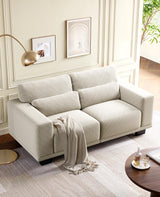Amada 65" Sofa,Loveseat with Deep Seats and Wide Armrests,Mid Century Modern Upholstered Sofa,Couches for Living Room,Futon Small Couch,Removable Sofa Cover,Easy to Install,White AMADA HOMEFURNISHING
