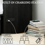 DalyLuxa Queen Size Multi-Functional Murphy Cabinet Bed with Charging Station, Farmhouse Queen Size Bed Frame with Drawer, Hidden Folding Murphy Bed Chest for Bedroom, Black DalyLuxa