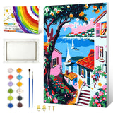 ZTOTZ Paint by Numbers Framed Canvas Seaside Beach, Paint by Numbers Kit for Adults Landscape,Framed Paint by Numbers for Adults Ocean Scenery, 8x12inch ZTOTZ