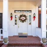 AMF0RESJ 20 inch Artificial Christmas Wreath Winter Wreath with red Ball,red Berry,Pine Needles for Indoor Outdoor Farmhouse Home Wall Window Festival Wedding Decor AMF0RESJ