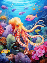Bimkole 5D Diamond Arts Kits Octopus, Full Drill DIY Rhinestone Embroidery Set Paint with Diamonds Art by Number Kits Cross Stitch Home Wall Craft Decoration (12x16inch) AL1754 Bimkole