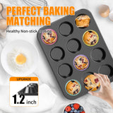 WIBIMEN Muffin Pan with 12 Silicone Cupcake Baking Cups - Non-stick Regular Size Cupcake Pan - Reusable Muffin Tin Baking Pans Set for Making Muffin Cakes, Tart, Bread(1PCS: 12-Cup Regular) WIBIMEN
