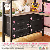 BYSAUD Loft Bed Twin Size with L Shaped Desk and Storage, Metal Bunk Loft Bed Frames with Desk Underneath and LED Lights and Charging Station 5 Drawer 2 Pegboards Clothes Rack, Noise Free, Gray BYSAUD