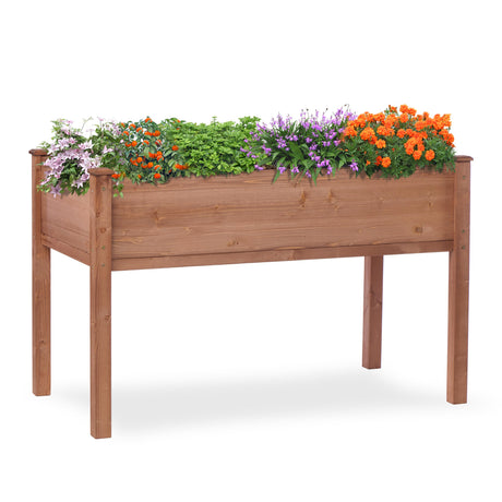 Raised Garden Bed with Legs, 48x24x30'', Outdoor Wood Elevated Planter Box, Thick Legs, w/Liner SoliWood