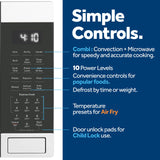 GE GCST10A1WSS 4-in-1 Microwave Oven, 1,050 Watts Air Fryer, Broiler & Convection Mode, Kitchen Essentials for The Countertop or Dorm Room, Child-Lock Technology 1.0 Cu. Ft, Stainless Steel GE