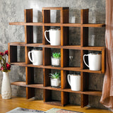 Suzile Rustic Brown Oversize Coffee Mug Display Rack Wooden Display Shelves Rustic Wooden Floating Curio Shelf Travel Mug Shelf Wall Mounted Coffee Suzile