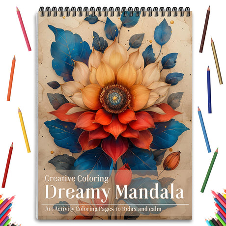 Mandala and Nature Coloring Books for Adult Women Relaxation Spiral Bound Page Printed Single-Sided Gifts Arts and Crafts for Women to Relax, Anxiety and Depression 24 Colorful Coloring Pages ADEVIAN