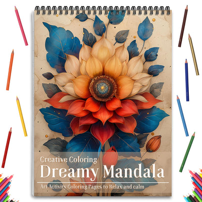 Mandala and Nature Coloring Books for Adult Women Relaxation Spiral Bound Page Printed Single-Sided Gifts Arts and Crafts for Women to Relax, Anxiety and Depression 24 Colorful Coloring Pages