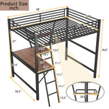 Full Size Loft Bed with Desk and Storage Shelf, Heavy Duty Loft Bed Full Size, Full Loft Bed with L- Shaped Desk and Guardrail, Full Size Loft Bed for Kids, Teens, Adults, Full Size Loft Bed Black Bellemave
