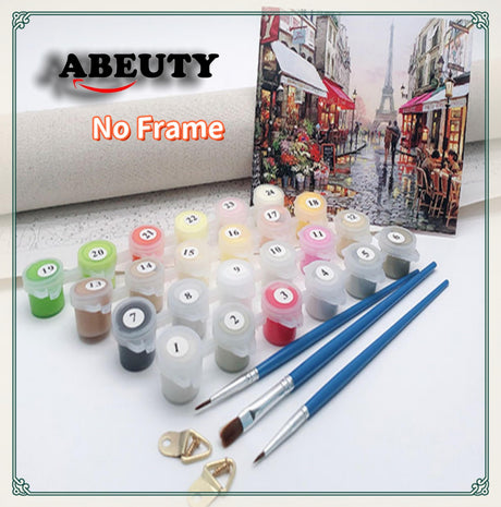 ABEUTY DIY Paint by Numbers for Adults Beginner, Yellow Car Street 16x20 inches Fun DIY Adult Arts and Crafts Kits (No Frame) ABEUTY