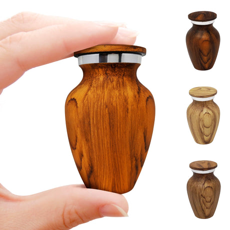 Small Keepsake Cremation Urn for Human Ashes with Wood Grain Finish Choose from 4 Unique Woodgrains Mini Metal Sharing Personal Funeral Urn for Pet or Human Ashes (South American Rosewood) KC KATIE COLLECTION BY URNSELLER