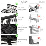 Bezseller 3-Piece Outdoor Patio Furniture Set – L-Shaped Rattan Sectional Sofa with Detachable Lounger, Glass Coffee Table & 4" Cushions – All-Weather PE Wicker for Backyard, Porch, Poolside Bezseller