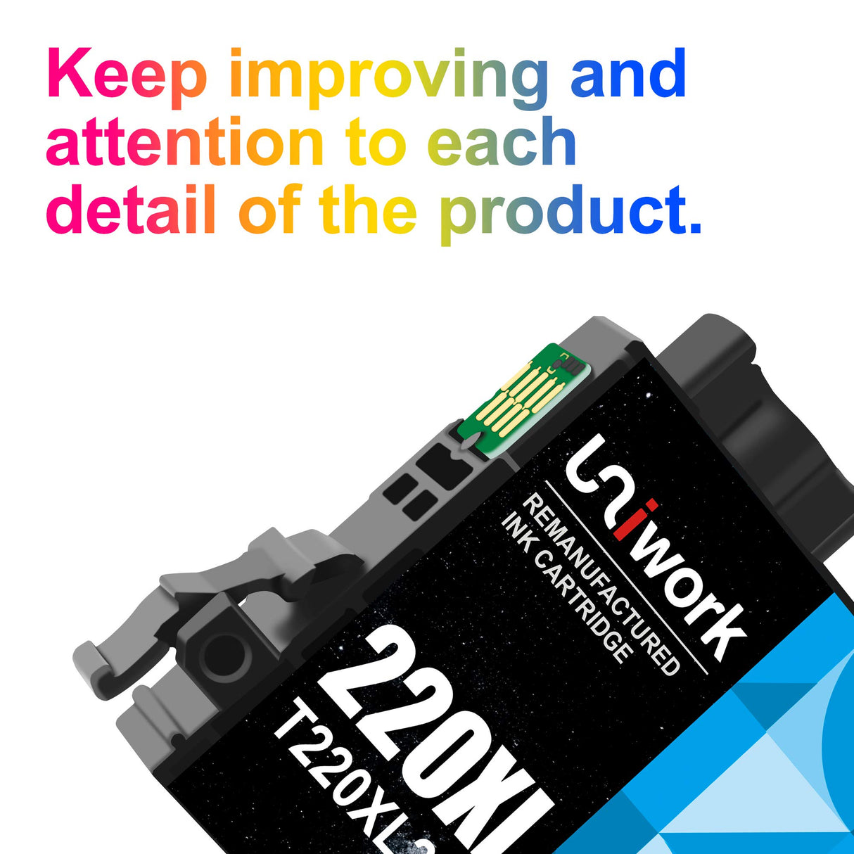 Uniwork T220 220XL Ink Cartridge, Remanufactured 220XL Ink Cartridge Replacement for Epson 220 XL 220XL T220XL use for Workforce WF-2750 WF-2760 WF-2630 WF-2650 WF-2660 XP-320 XP-420 Printer (5 Pack) Uniwork