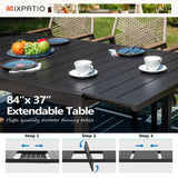 MIXPATIO 9 Pieces Outdoor Dining Set for 8, Patio Dining Set Wicker Rattan Chairs with Soft Cushion and Extendable Rectangular Table, Wicker Patio Table and Chairs for Backyard Porch MIXPATIO