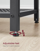 VASAGLE TV Stand for 65 Inches TVs, Industrial Entertainment Center, Modern TV Console with Open Storage Shelves for Living Room, Bedroom, Black ULTV105B22 VASAGLE