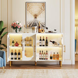 Tribesigns 55" Accent Cabinet with 4 Doors and Shelves, Modern Credenza Storage Cabinet with Acrylic Glass Doors, White Display Cabinet for Living Room, Bedroom, Kitchen, Dining Room, Hallway Tribesigns