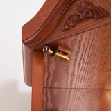 QSOSTNS Lighted Corner Display Curio Cabinet Curved Wood Corner Cabinet with Tempered Glass Doors and Shelves for Living Room (Oak) QSOSTNS