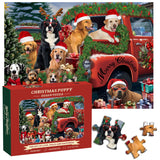 PICKFORU Christmas Dog Puzzles for Adults 1000 Pieces, Difficult Christmas Scene Animal Puzzle, Funny Puppy Jigsaw Puzzle as Home Wall Art Decor PICKFORU