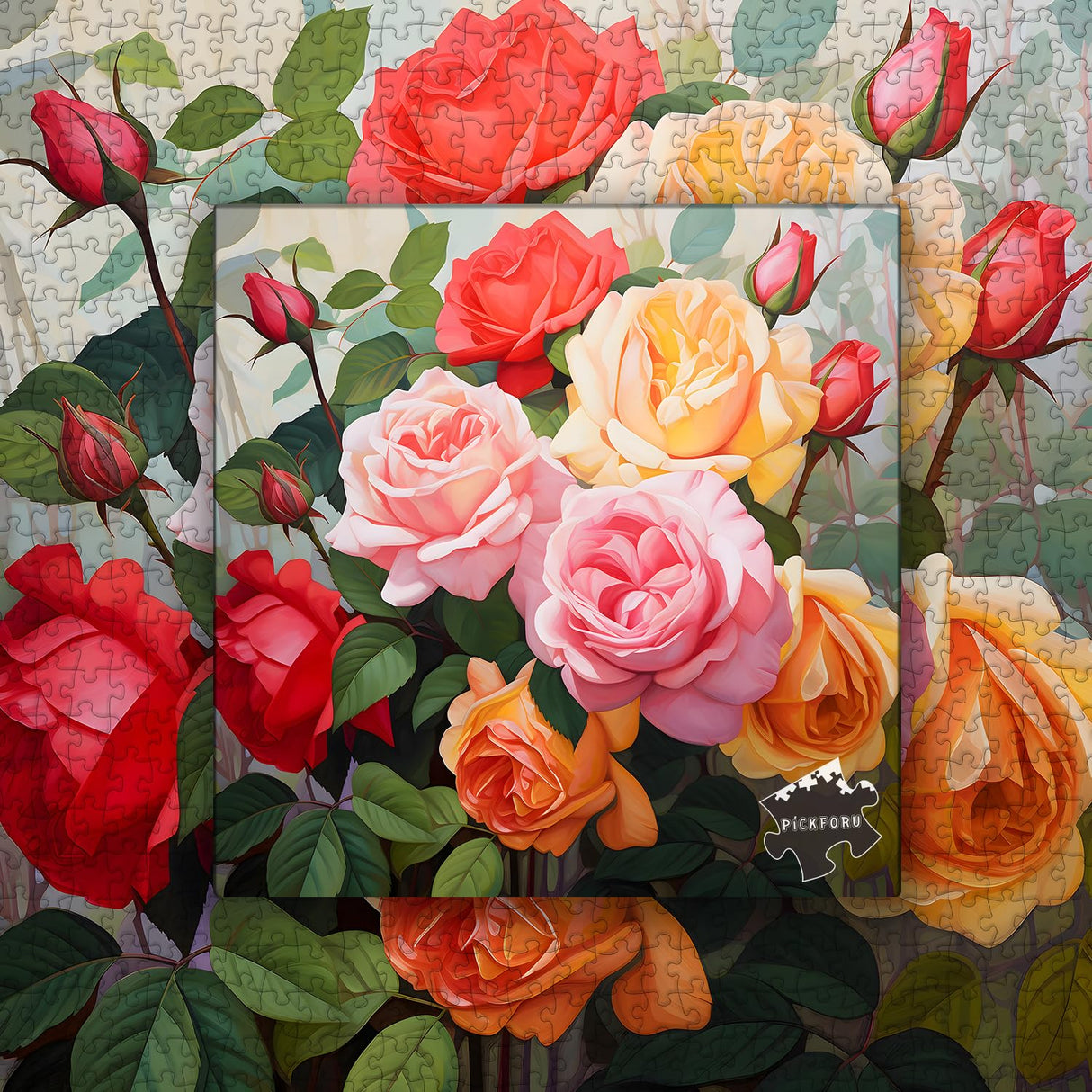 Vintage Flower Puzzles for Adults 1000 Pieces, Beautiful Rose Art Puzzles, Floral Plant Jigsaw Puzzles 1000 Pieces Spring Garden PICKFORU