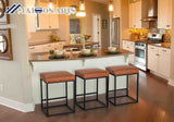 MAISON ARTS Counter Height Bar Stools Set of 3 for Kitchen Counter 24 Inch Backless Modern Barstools Industrial Upholstered Faux Leather Stools Farmhouse Island Chairs, Brown MAISON ARTS
