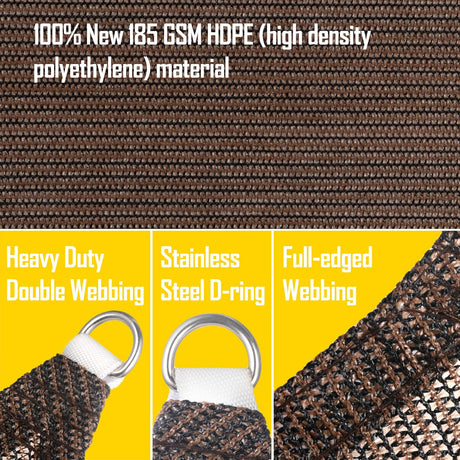 8' x 18' Sun Shade Sail Canopy Awning Permeable Fabric Pergola Cover, for Outdoor Patio Lawn Garden Backyard Carport, Brown INCHRISL